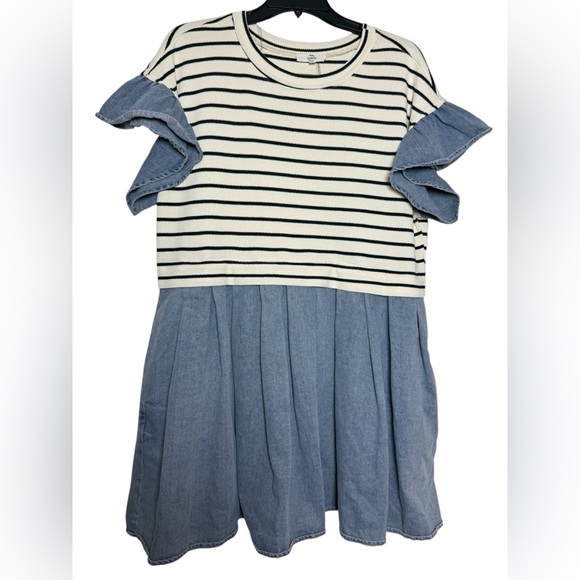 Easel Expected Beauty Cream Striped Dress - Picture 4 of 11